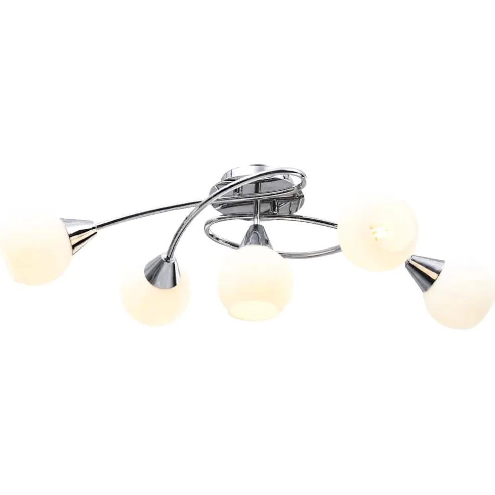 vidaXL Plafondlamp met keramieken bolvormige kappen voor 5xE14 wit