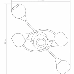 vidaXL Plafondlamp met keramieken bolvormige kappen voor 5xE14 wit