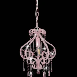vidaXL Plafondlamp met kralen rond E14 roze