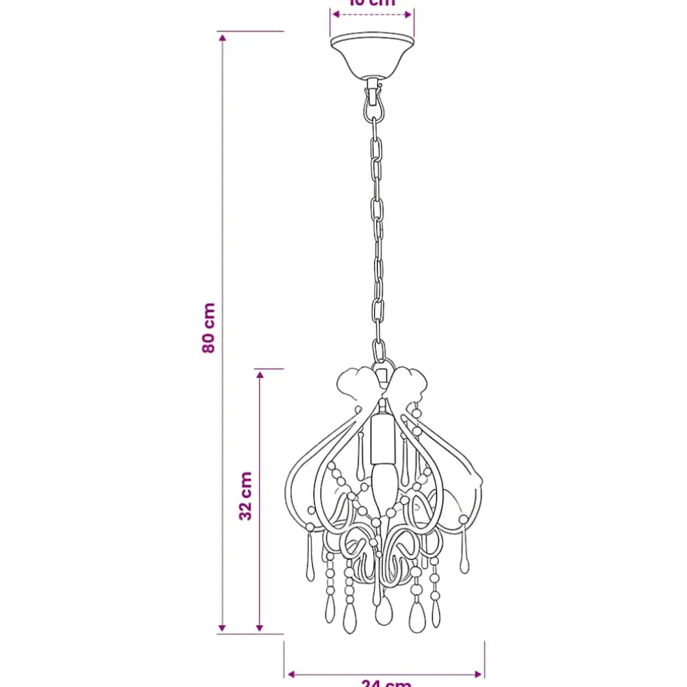 vidaXL Plafondlamp met kralen rond E14 wit