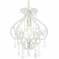vidaXL Plafondlamp met kralen rond E14 wit