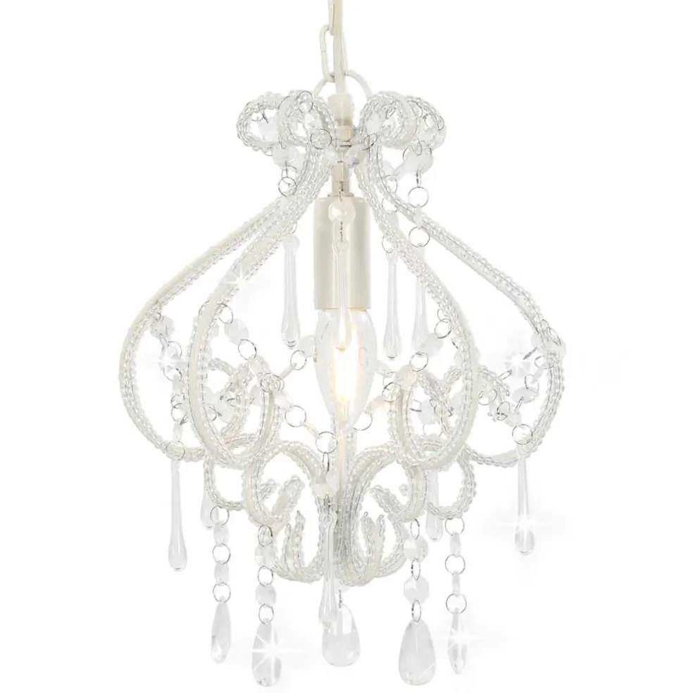 vidaXL Plafondlamp met kralen rond E14 wit