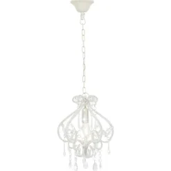 vidaXL Plafondlamp met kralen rond E14 wit