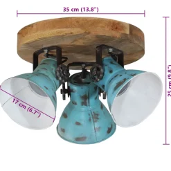 vidaXL Plafondlamp 25 W E27 35x35x25 cm verweerd blauw