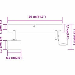 vidaXL Plafondspot met schijnwerpers Wit 26 x 6,5 x 11,5 cm Metaal