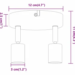 vidaXL Plafondspot met schijnwerpers Nikkel 12 x 8 cm Staal