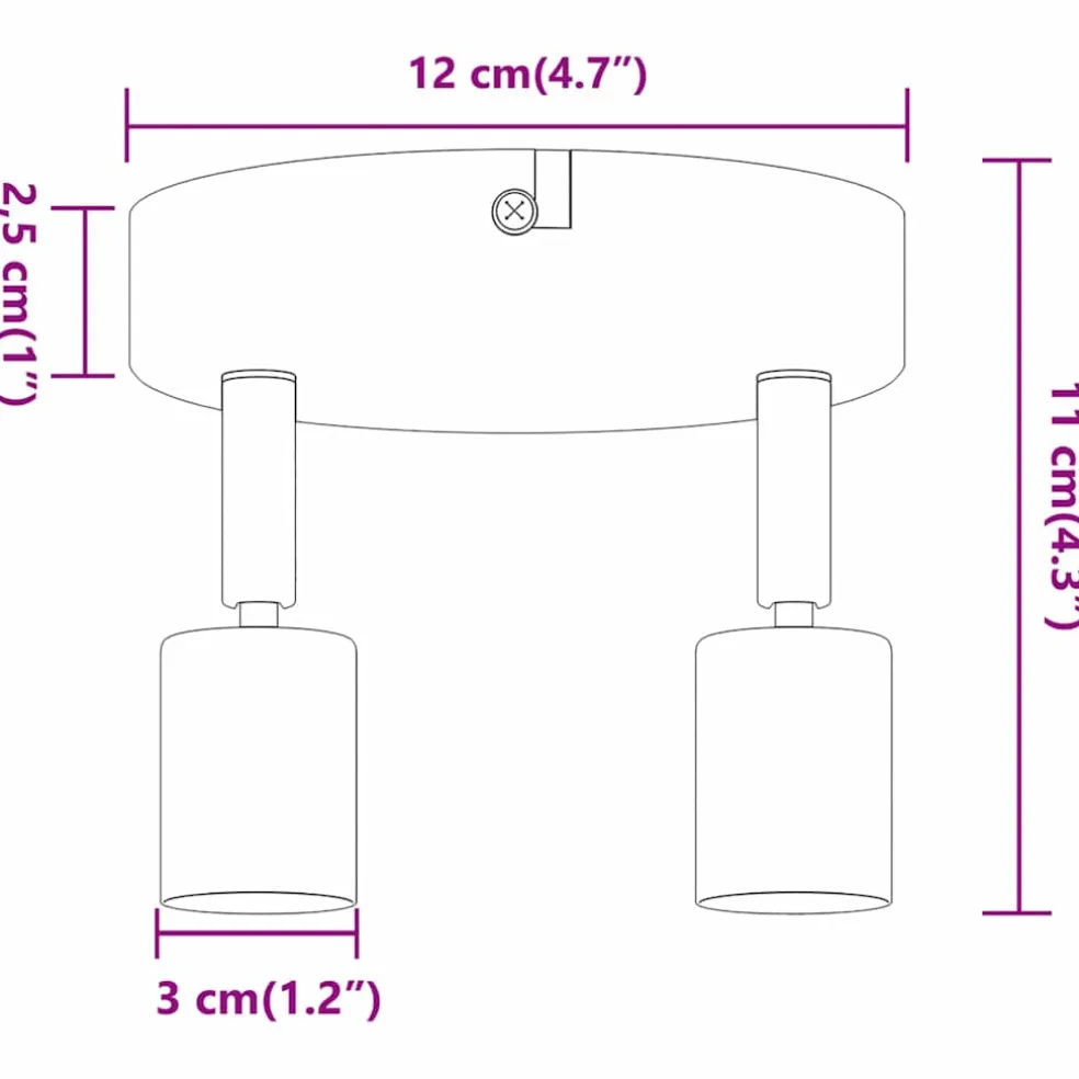 vidaXL Plafondspot met schijnwerpers Nikkel 12 x 8 cm Staal
