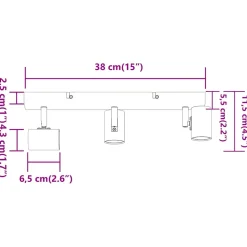 vidaXL Plafondspot met schijnwerpers Nikkel 39 x 10,5 x 10,5 cm Staal