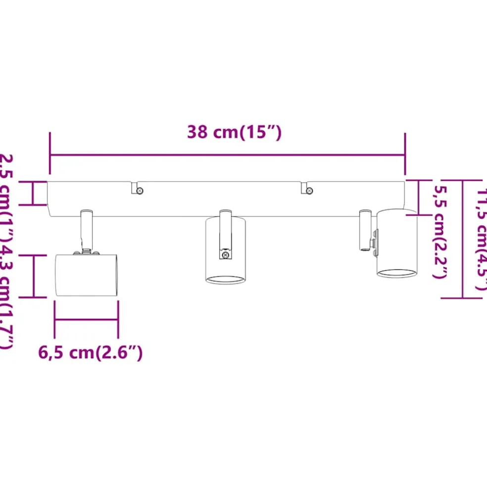 vidaXL Plafondspot met schijnwerpers Nikkel 39 x 10,5 x 10,5 cm Staal