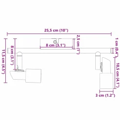 vidaXL Plafondspot met schijnwerpers Nikkel 25,5 x 8 x 11 cm Staal