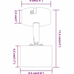 vidaXL Plafondspot met schijnwerpers Wit 6,5 x 6 x 11,5 cm Metaal