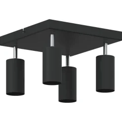 vidaXL Plafondspot met schijnwerpers Zwart 26 x 26 x 16 cm Metaal