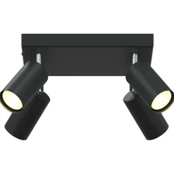 vidaXL Plafondspot met schijnwerpers Zwart 26 x 26 x 16 cm Metaal