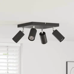 vidaXL Plafondspot met schijnwerpers Zwart 26 x 26 x 16 cm Metaal