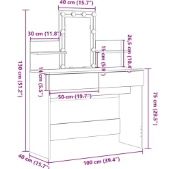vidaXL Plafondtafel Artisan Eiken 100 x 40 x 130 cm Bewerkt hout