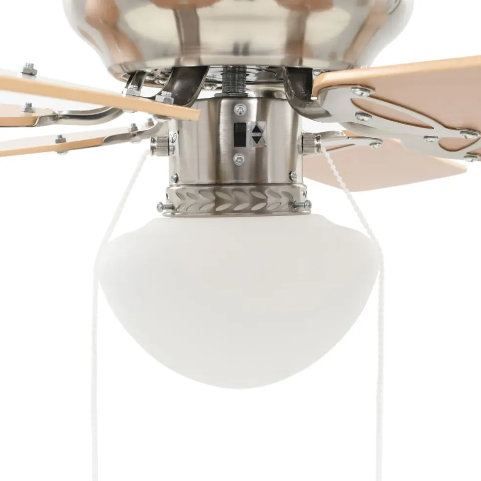 vidaXL Plafondventilator met lamp 82 cm lichtbruin