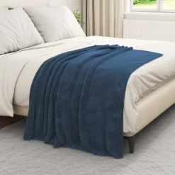 vidaXL plaid Marineblauw 130 x 150 cm 0.51 kg Fleece