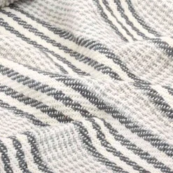 vidaXL Plaid strepen 125x150 cm katoen grijs en wit