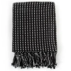 vidaXL Plaid vierkanten 125x150 cm katoen zwart