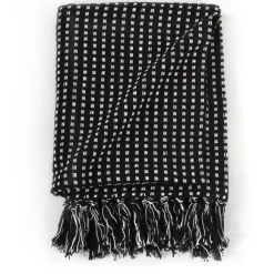 vidaXL Plaid vierkanten 125x150 cm katoen zwart