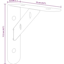 vidaXL Plankdragers 4 st 15x2,5x11,5 cm roestvrijstaal zwart