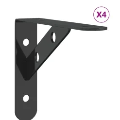 vidaXL Plankdragers 4 st 15x2,5x11,5 cm roestvrijstaal zwart
