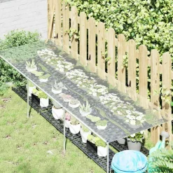 vidaXL Plantenafdekking met zeilringen 1x3 m PVC