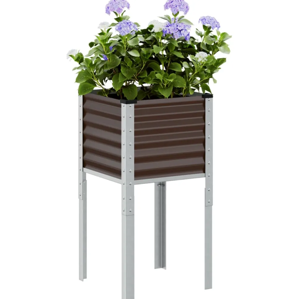 vidaXL Plantenbak Bruin 45x45x88 cm Staal