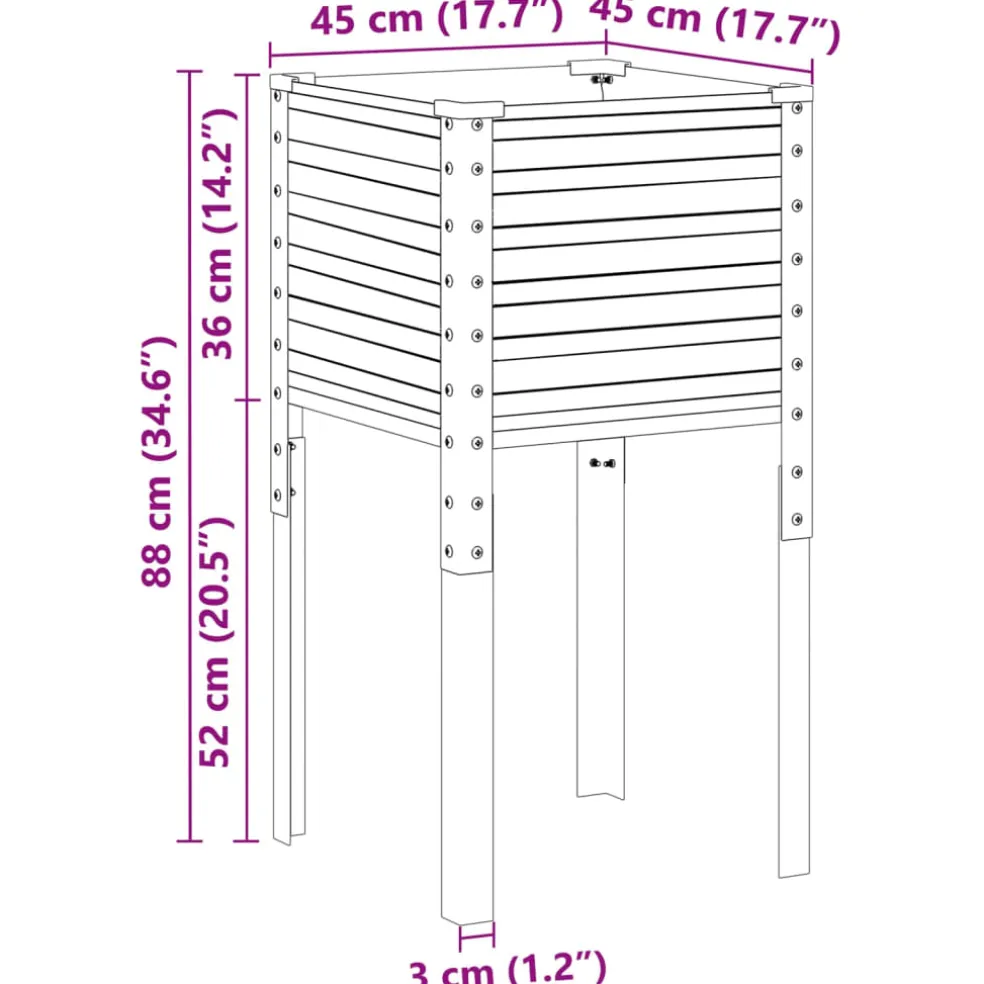 vidaXL Plantenbak Bruin 45x45x88 cm Staal