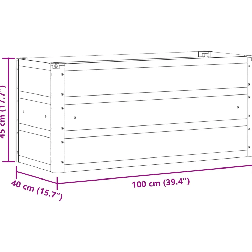 vidaXL Plantenbak Groen 100 x 40 x 45 cm Staal