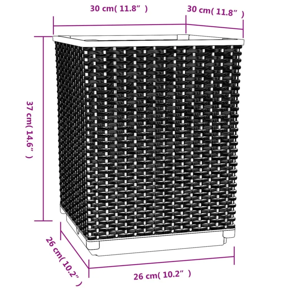 vidaXL Plantenbakken 2 st 30x30x37 cm polypropeen zwart