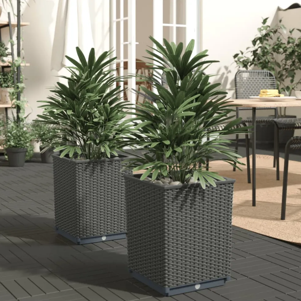 vidaXL Plantenbakken 2 st 30x30x37 cm polypropeen zwart