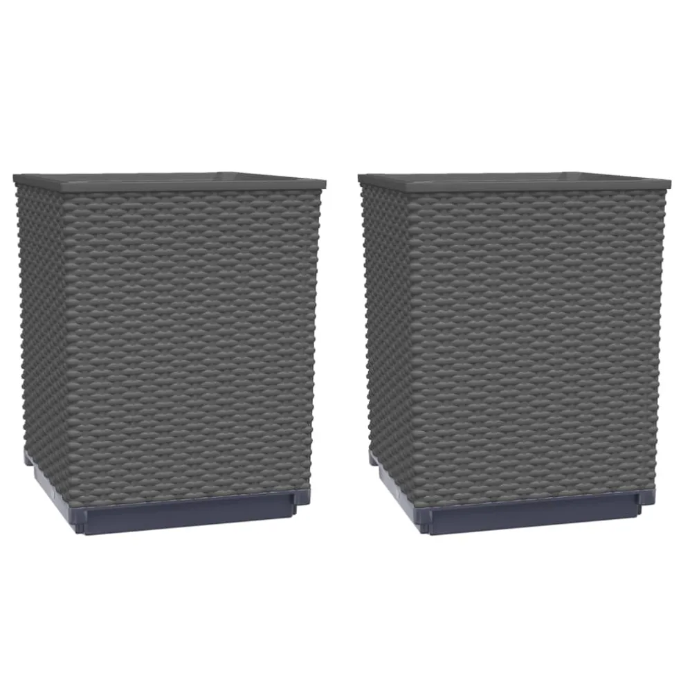 vidaXL Plantenbakken 2 st 30x30x37 cm polypropeen zwart