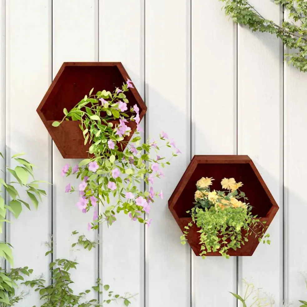 vidaXL Plantenbakken wandmontage 2 st 30x10x25 cm cortenstaal roestig
