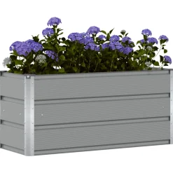 vidaXL Plantenbak Lichtgrijs 100 x 40 x 45 cm Staal
