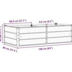 vidaXL Plantenbak Lichtgrijs 160 x 80 x 45 cm Staal