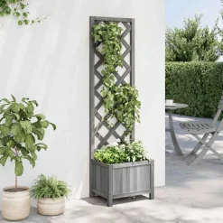 vidaXL Plantenbak met latwerk 40x30x135 cm massief vurenhout