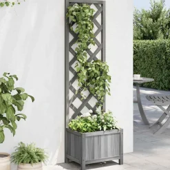 vidaXL Plantenbak met latwerk 40x30x135 cm massief vurenhout