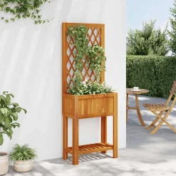 vidaXL Plantenbak met latwerk en schap 55x29,5x152 cm acaciahout
