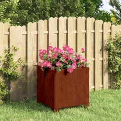 vidaXL Plantenbak met poten roestig 30x30x30 cm cortenstaal