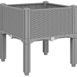 vidaXL Plantenbak met poten 40x40x42 cm polypropeen lichtgrijs