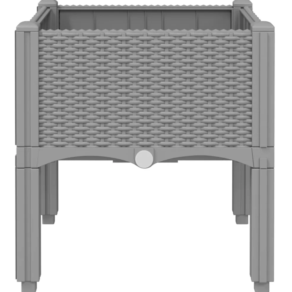 vidaXL Plantenbak met poten 40x40x42 cm polypropeen lichtgrijs