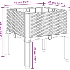 vidaXL Plantenbak met poten 40x40x42 cm polypropeen lichtgrijs