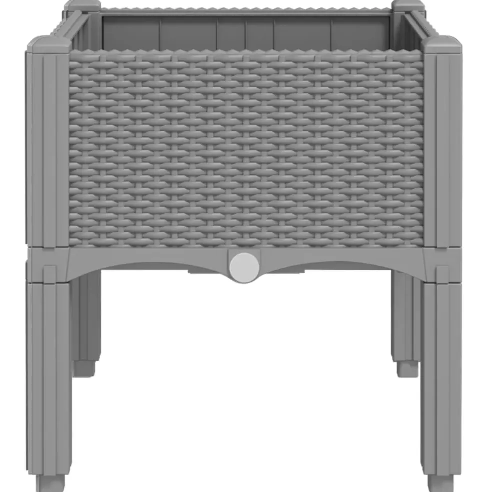 vidaXL Plantenbak met poten 40x40x42 cm polypropeen lichtgrijs