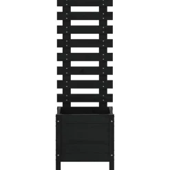 vidaXL Plantenbak met rek 39x39,5x114 cm massief grenenhout zwart