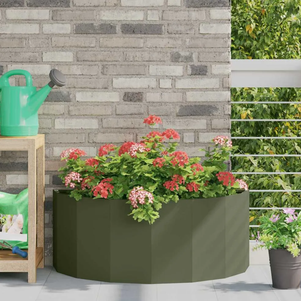 vidaXL Plantenbak Olijf Groen 90 x 45 x 35 cm Staal