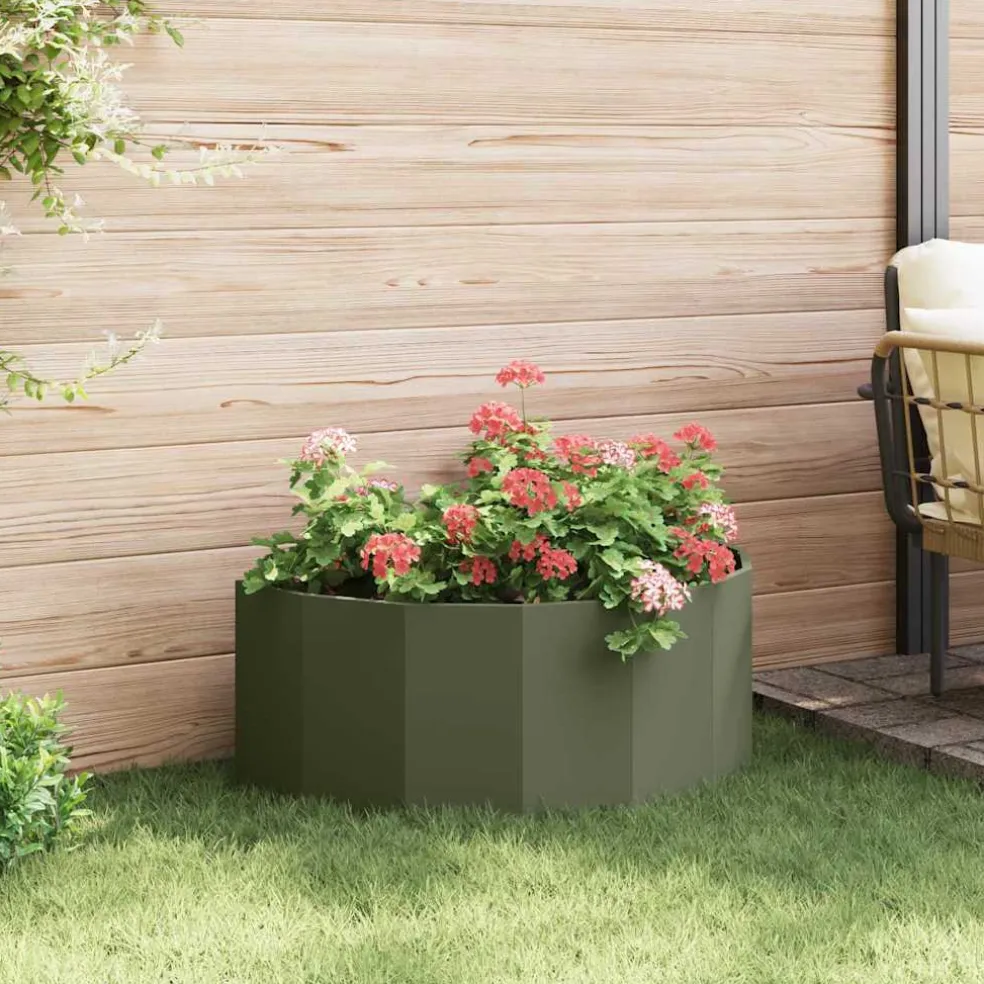 vidaXL Plantenbak Olijf Groen 90 x 45 x 35 cm Staal