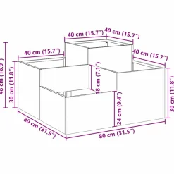 vidaXL Plantenbak Roestig 80 x 80 x 48 cm weervast staal