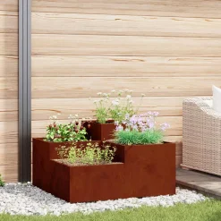 vidaXL Plantenbak Roestig 80 x 80 x 48 cm weervast staal