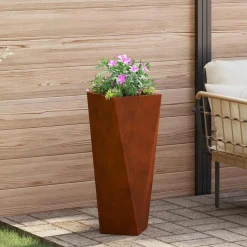vidaXL Plantenbak Roestig 30 x 30 x 75 cm weervast staal